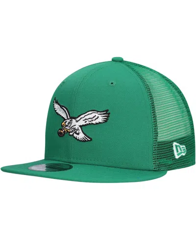 New Era Men's Kelly Green Philadelphia Eagles Throwback Main Trucker 9fifty Snapback Hat