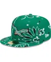 NEW ERA MEN'S KELLY GREEN PHILADELPHIA EAGLES THROWBACK PAISLEY 59FIFTY FITTED HAT