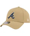 NEW ERA MEN'S KHAKI ATLANTA BRAVES LOGO ESSENTIALS 9FORTY A-FRAME ADJUSTABLE HAT