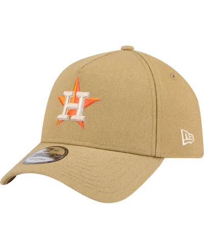 New Era Men's Khaki Houston Astros Logo Essentials 9forty A-frame Adjustable Hat In Brown