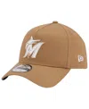 New Era Men's Khaki Miami Marlins A-frame 9forty Adjustable Hat In Khaki