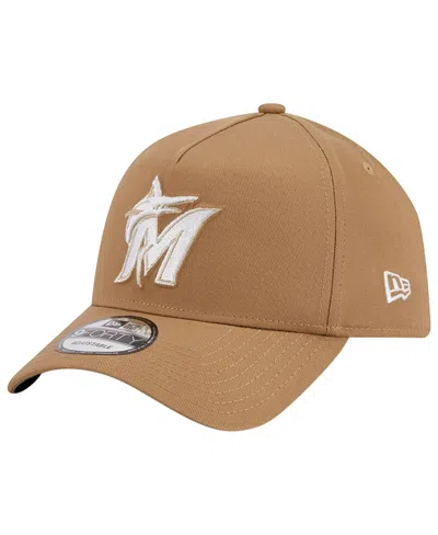 New Era Men's Khaki Miami Marlins A-frame 9forty Adjustable Hat