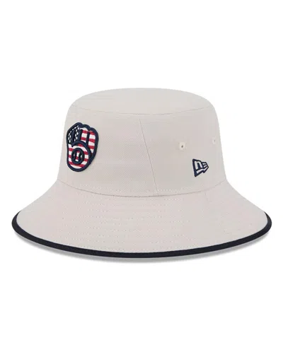 New Era Men's Khaki Milwaukee Brewers 2024 Fourth Of July Bucket Hat