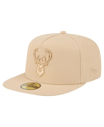 New Era Men's Khaki Milwaukee Bucks Color Pack A-frame 59fifty Fitted Hat In Neutral