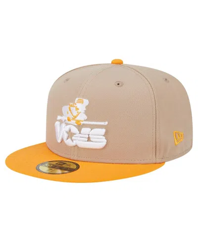 New Era Men's Khaki Tennessee Volunteers Throwback Two-tone 59fifty Fitted Hat In Orange