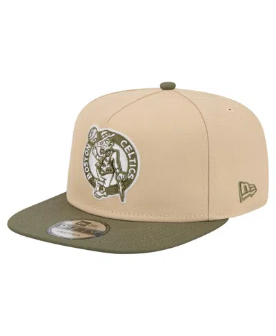 New Era Men's Khaki/olive Boston Celtics Color Pack Two-tone A-frame 9fifty Snapback Hat In Brown