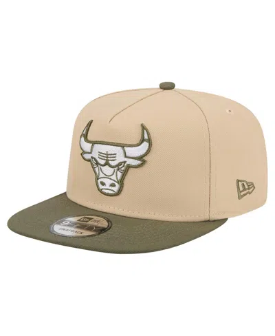 New Era Men's Khaki/olive Chicago Bulls Color Pack Two-tone A-frame 9fifty Snapback Hat In Brown