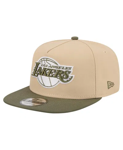 New Era Men's Khaki/olive Los Angeles Lakers Color Pack Two-tone A-frame 9fifty Snapback Hat In Neutral