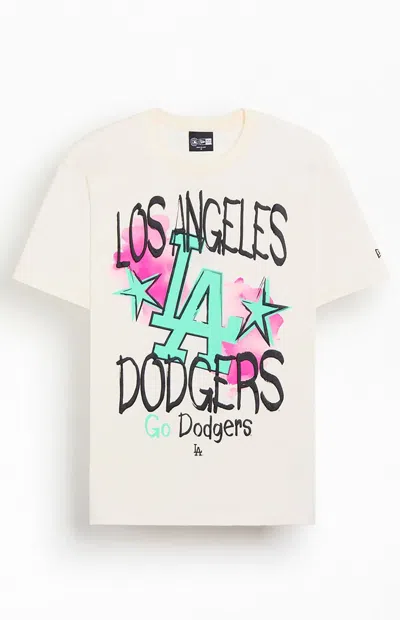 New Era Men's La Dodgers Watercolor T-shirt In Cream In White