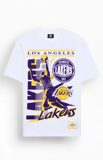 New Era Men's Lakers Sport Class Dunk T-shirt In White