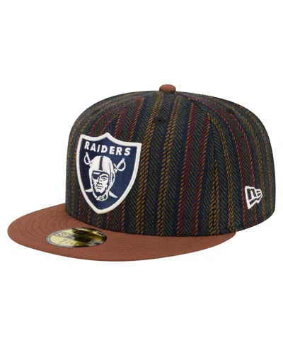 New Era Men's Las Vegas Raiders Vintage Herringbone 59fifty Fitted Hat In Brown,tan
