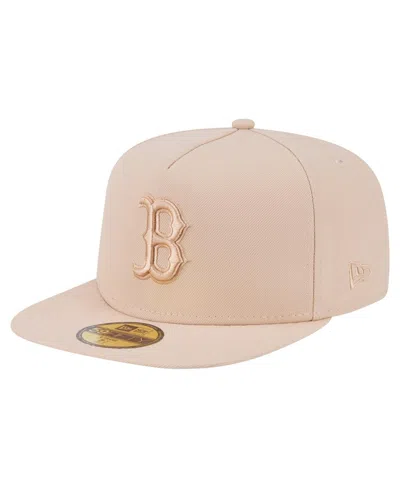 New Era Men's Light Beige Boston Red Sox Color Pack A-frame 59fifty Fitted Hat In Sand