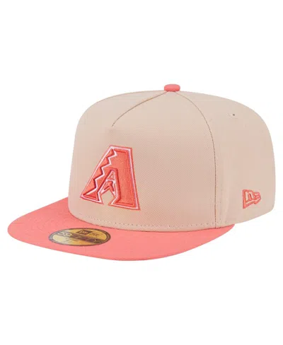 New Era Men's Light Beige/coral Arizona Diamondbacks Two-tone Color Pack A-frame 59fifty Fitted Hat