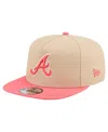 New Era Men's Light Beige/coral Atlanta Braves Color Pack A-frame 9fifty Snapback Hat In Brown