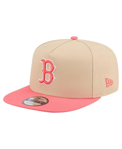 New Era Men's Light Beige/coral Boston Red Sox Color Pack A-frame 9fifty Snapback Hat In Brown