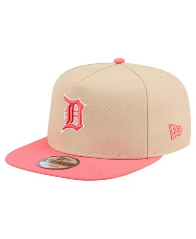 New Era Men's Light Beige/coral Detroit Tigers Color Pack A-frame 9fifty Snapback Hat