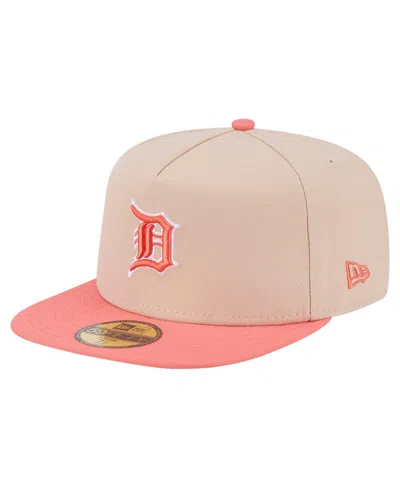 New Era Men's Light Beige/coral Detroit Tigers Two-tone Color Pack A-frame 59fifty Fitted Hat