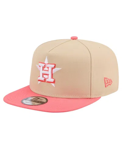 New Era Men's Light Beige/coral Houston Astros Color Pack A-frame 9fifty Snapback Hat In Pink