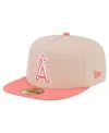 New Era Men's Light Beige/coral Los Angeles Angels Two-tone Color Pack A-frame 59fifty Fitted Hat