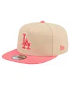 New Era Men's Light Beige/coral Los Angeles Dodgers Color Pack A-frame 9fifty Snapback Hat