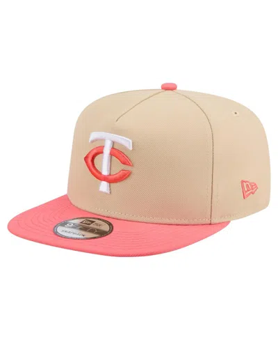New Era Men's Light Beige/coral Minnesota Twins Color Pack A-frame 9fifty Snapback Hat