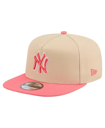 New Era Men's Light Beige/coral New York Yankees Color Pack A-frame 9fifty Snapback Hat