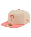 New Era Men's Light Beige/coral Philadelphia Phillies Two-tone Color Pack A-frame 59fifty Fitted Hat