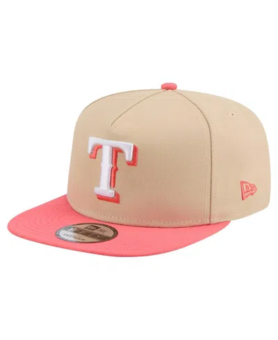 New Era Men's Light Beige/coral Texas Rangers Color Pack A-frame 9fifty Snapback Hat