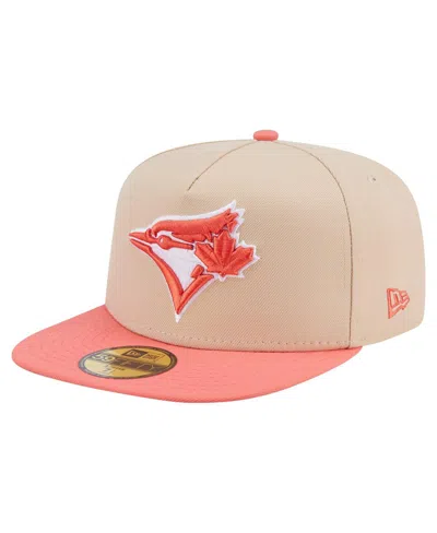 New Era Men's Light Beige/coral Toronto Blue Jays Two-tone Color Pack A-frame 59fifty Fitted Hat