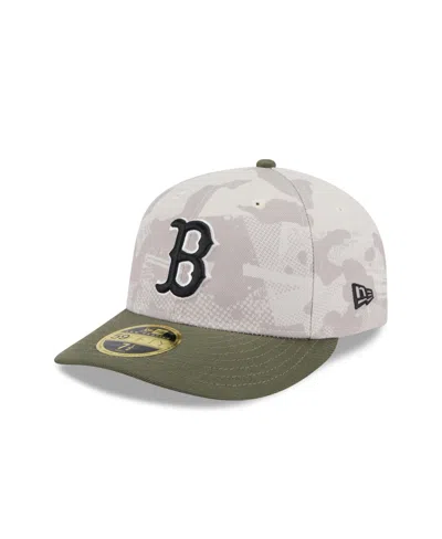 New Era Men's Light Beige/olive Boston Red Sox 2025 Armed Forces Day Low Profile 59fifty Fitted Hat In Multi