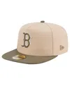 New Era Men's Light Beige/olive Boston Red Sox Two-tone Color Pack A-frame 59fifty Fitted Hat In Multi