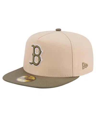 New Era Men's Light Beige/olive Boston Red Sox Two-tone Color Pack A-frame 59fifty Fitted Hat In Multi