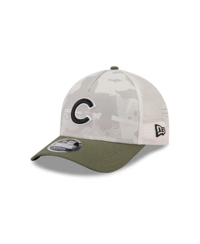 New Era Men's Light Beige/olive Chicago Cubs 2025 Armed Forces Day 9forty M-crown A-frame Adjustable Hat