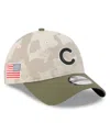 NEW ERA MEN'S LIGHT BEIGE/OLIVE CHICAGO CUBS 2025 ARMED FORCES DAY 9TWENTY ADJUSTABLE HAT