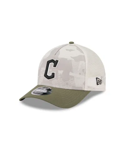 New Era Men's Light Beige/olive Cleveland Guardians 2025 Armed Forces Day 9forty M-crown A-frame Adjustable 