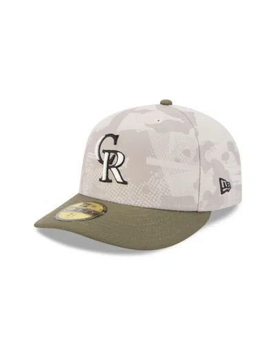 New Era Men's Light Beige/olive Colorado Rockies 2025 Armed Forces Day 59fifty Fitted Hat In Multi