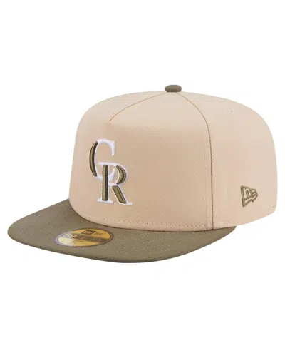 New Era Men's Light Beige/olive Colorado Rockies Two-tone Color Pack A-frame 59fifty Fitted Hat In Multi