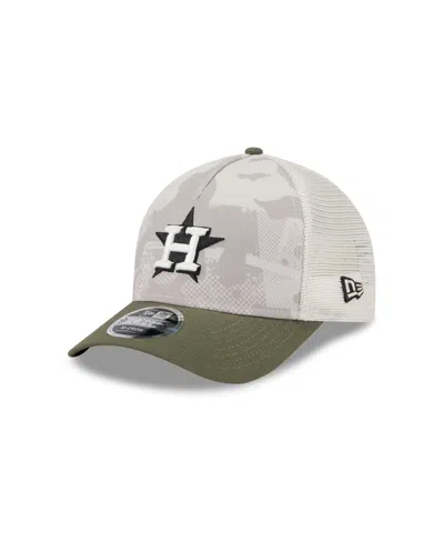 New Era Men's Light Beige/olive Houston Astros 2025 Armed Forces Day 9forty M-crown A-frame Adjustable Hat