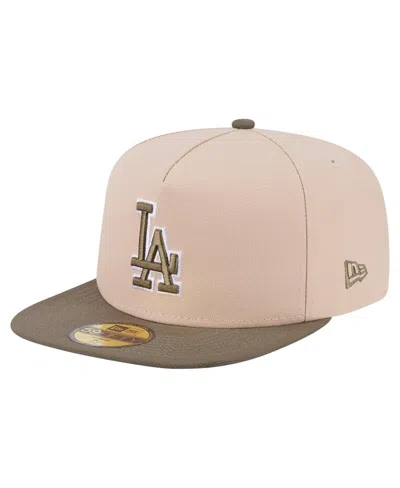 New Era Men's Light Beige/olive Los Angeles Dodgers Two-tone Color Pack A-frame 59fifty Fitted Hat In Multi