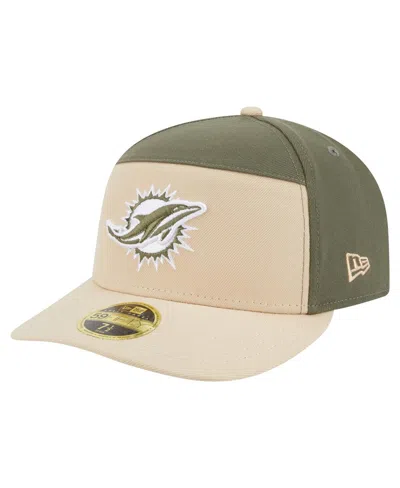 New Era Men's Light Beige/olive Miami Dolphins Two-tone Color Pack Split Panel 59fifty Fitted Hat In Multi