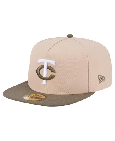 New Era Men's Light Beige/olive Minnesota Twins Two-tone Color Pack A-frame 59fifty Fitted Hat In Multi
