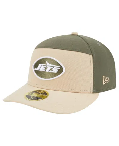 New Era Men's Light Beige/olive New York Jets Two-tone Color Pack Split Panel 59fifty Fitted Hat In Multi