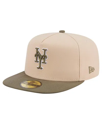 New Era Men's Light Beige/olive New York Mets Two-tone Color Pack A-frame 59fifty Fitted Hat In Multi