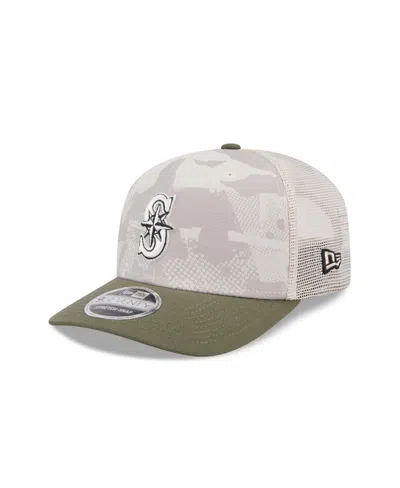 New Era Men's Light Beige/olive Seattle Mariners 2025 Armed Forces Day 9seventy Adjustable Hat