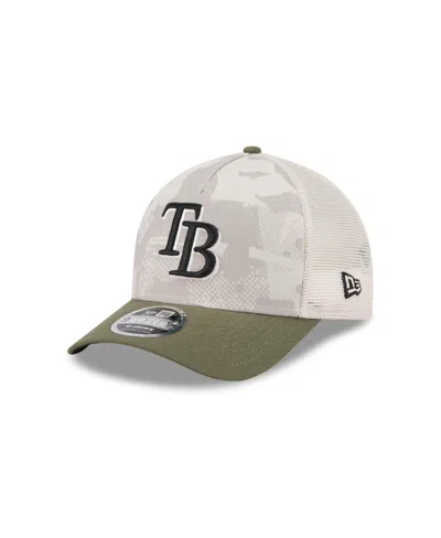 New Era Men's Light Beige/olive Tampa Bay Rays 2025 Armed Forces Day 9forty M-crown A-frame Adjustable Hat
