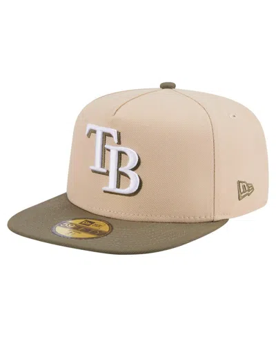 New Era Men's Light Beige/olive Tampa Bay Rays Two-tone Color Pack A-frame 59fifty Fitted Hat In Multi
