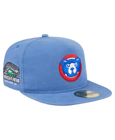 New Era Men's Light Blue Chicago Cubs Championship Side Flag A-frame 59fifty Fitted Hat
