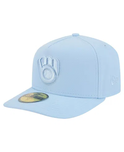 New Era Men's Light Blue Milwaukee Brewers Color Pack A-frame 59fifty Fitted Hat