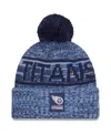 New Era Men's Light Blue Tennessee Titans 2025 Sideline Cold Weather Cuffed Pom With Knit Hat In Blue