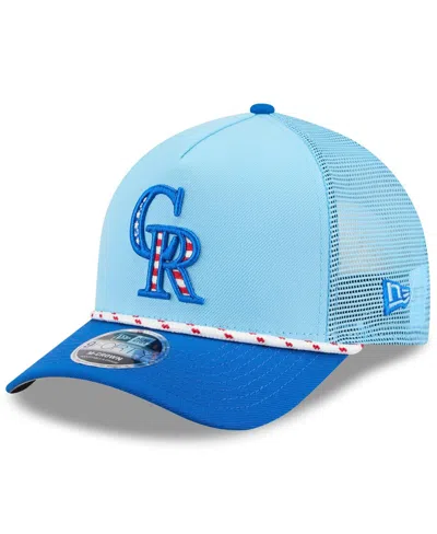New Era Men's Light Blue/blue Colorado Rockies 2025 Fourth Of July 9forty A-frame M-crown Adjustable Trucker